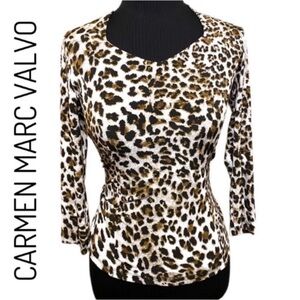 Carmen Marc Valvo Long Sleeve Blouse Women’s Size XS Leopard Cheetah Print Top